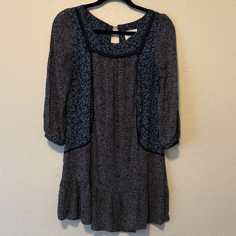 HOLDING HORSES Navy and White Long Sleeve Dress